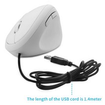 왼손 버티컬 마우스수직 인체 공학적 무선 마우스 USB 광학 미니 게이머 노트북 PC 컴퓨터 태블릿에 대한, 04 White wired
