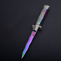 이탈리아 대부 스틸레토 셸 핸들 티타늄 블레이드 생존 포켓 나이프 야외 캠핑 선물 다양한 스타일, 04 K