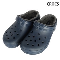 크록스 클래식 라인드 클로그 성인 털슬리퍼 네이비 203591-459