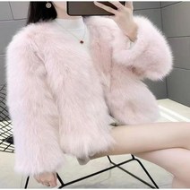 폭스퍼 패딩 에코퍼 자켓 케이프 코트 여성용 푹신한 인조 모피 긴 소매 크롭 브이넥 따뜻한 여성 겨울 패션