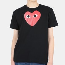 디몬트 22 S/S 꼼데가르송 남성 레드 하트 프린팅 반팔(블랙) P1 T112 BLACK
