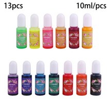 만능 실용적 편리한 10ml 수지 안료 키트 아트 잉크 알코올 액체 착색제 염료 확산 DIY UV 에폭시 금형 착색 보석 만들기, [06] 1-13