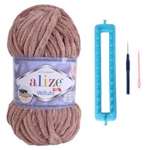 니팅룸 벨루토 목도리 DIY 세트, 329 브라운+니팅룸세트