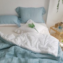친환경 자연소재 마섬유 린넨 롱 프릴 여름이불 베개커버세트