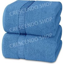 미국 점보 목욕 큰타월 2피스 600GSM 100퍼센트 링스펀 코튼 고흡수성 및 퀵 드라이 초대형 88.9 x 177.8cm, 2개, P. 강청색