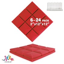 방음재 흡음재 방음스펀지 어쿠스틱 스튜디오 폼 버섯 웨지 타일 방음 벽 패널 고밀도 피스, 42.Red - Medium Density-24 Pcs