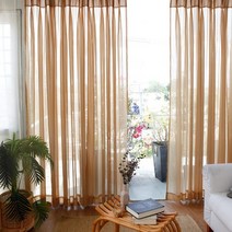 아망떼 소프티 나비주름 쉬폰 커튼 1장 대형 베이지