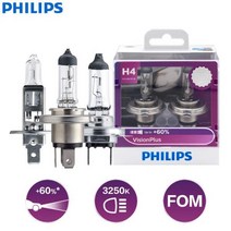 필립스 VisionPlus H1 H3 H4 H7 H11 9003 9005 9006 HB2 HB3 HB4 VP 12V + 60 더 밝은 할로겐 헤드, 02 9006(HB4)