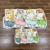 고양이 캐릭터 노슬립 극세사 물흡수 발매트 욕실 화장실 주방 현관 주방, 팬티냥이 4형제