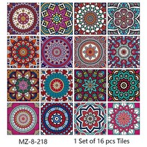 붙이는 타일 방바닥 16pcs 수채화 그림 스타일 벽 스티커 주방 Backsplash 옷장 욕실 방수 필 & 스틱 아트, 21 MZ-8-218_01 20cmX20cmX16pcs