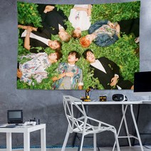 BTS 방탄 청소년 그룹 스타 팬 침대 옆 배경 천 기숙사 침실 장식 매달린 천, FV05
