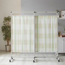 슬라이드 파티션 2단_체크그린(방염원단), 단품