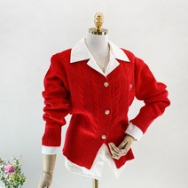 온나125 / 에버니 골드단추 꽈배기 니트 가디건 2color