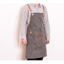 생활방수 앞치마 바리스타 카페 공방 네일샵 캔버스 앞치마, 그레이