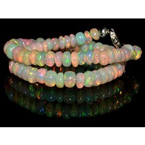 JH BEADS 18+ 캐럿 천연 원석 에티오피아 오팔 론델 플레인 비즈 17.8cm(7인치) 팔찌 5786701995