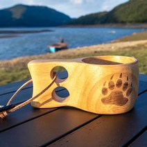 감성 캠핑머그 나무컵 등산용 손잡이 오크 우드컵, 오크원우드컵