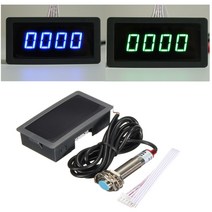 1/2pcs 4 디지털 LED 파란색 녹색 타코미터 RPM 속도 측정기 + 홀 근접 스위치 센서 NPN 12V, 01 1pcs Green