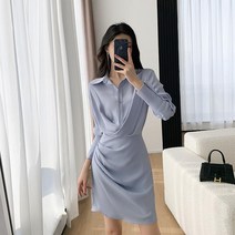 하늘색원피스 여성 봄 여름 셔츠 결혼식하객룩 바스락 원피스 커플시밀러룩 하객룩 5월 펀칭 4월