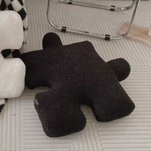 퍼즐 베개 쿠션 단색 붙박이의자쿠션 등방석 모찌 인테리어 의자 등받이 허리 거실, 검은 색