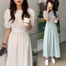벌룬반팔롱 원피스 퍼프 하객 셔츠 원피스벌룬반팔롱 결혼식 키 작녀