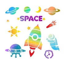 [판박이네1775]스텐실도안 우주 (3종택1), A＋B