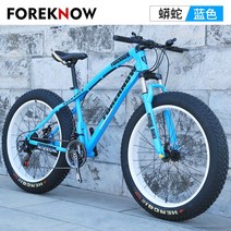 MTB 광폭타이어 팻바이크 이중 쇼바 시마노 바퀴큰자전거 산악용 성인용 자전거 학생용 여성용, 26인치 + 30속cm, 블루(방사륜)