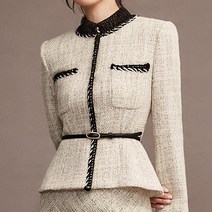 트위드 투피스 시밀러룩 하객룩 오피스룩 플레어 랩 H라인 재킷 향수 송혜교