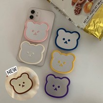 거울 그립톡 곰돌이 소품샵 투명그립톡 보호필름 컬러 귀여운 아크릴 스마트톡 추천, 핑크