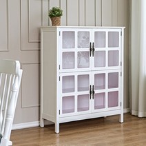 다니엘 4도어 유리장식장 진열장 그릇장 엔틱화이트