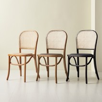 피카소 마티스 라탄체어 방석PU 카페 곡목체어 원목 식탁의자 3colors, 브라운