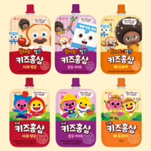 롯데칠성음료 브레드이발소 핑크퐁 키즈홍삼 사과&당근+포도&야채+배&도라지 혼합15개입 (3가지맛 각5개), 1세트