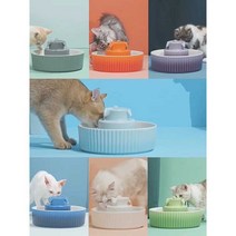 애견 온열식기 가열 물통 도그 급수대 자동난방 겨울, 화이트일반+필터요소4개플러그앤브러시+와이어커버