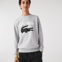 라코스테 크로코 악어 프린트 크루넥 스웨트셔츠 그레이 맨투맨 상의 Crocodile Print Crew Neck Sweatshirt