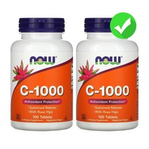 [1+1] Nowfoods 나우푸드 C1000 100정 비타민C 로즈힙 비타민씨 아스코르브산 아스코르빈산 고약사 약들약 2개
