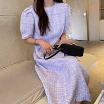 트위드원피스 상견례옷차림 결혼식하객룩 봄여름 퍼프 소매