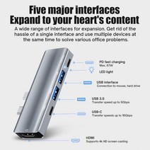 도킹스테이션 외장하드 하드도킹 워크스테이션USB 타입 C 허브 to HDMI 호환 도킹 스테이션 3.0 PD 100W 충, 한개옵션0