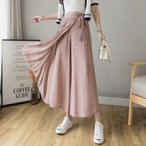 단색 리본 주름 치마 A라인 롱 플리츠 스커트 플레어 블루 핑크 블랙 결혼식 상견례