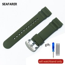 세이코 다이버 스쿠버 시계 밴드 용 22MM 고무 스트랩 프로스펙스 SKX007 손목 마린 마스터, 05 Green-steel_01 22mm