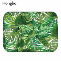 Hongbo 열대 선인장 Monstera 패턴 미끄럼 방지 스웨이드 카펫 도어 매트 도어 매트 야외 주방 룸 바닥 매트 러그, 400mm x 600mm, 4, 1개