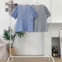 셀러허브(잡화) 여자 여름 브이넥 프릴 코튼면 블라우스