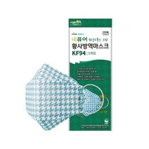 네퓨어 하운드투스 핑크 그린 패턴 무늬 끈조절 대형 황사 KF94 마스크, 1개