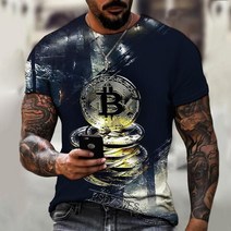 기념주화 비트코인선물 모형소품폭발적인 2022 봄과 여름 새로운 반팔 Bitcoin 3D 인쇄 된 t-셔츠 거리 동, 02 dyp-2281_07 2XL