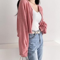 [바보사랑] 여자 크롭 숏기장 솔리드 무지 스판 가디건[옷자락]
