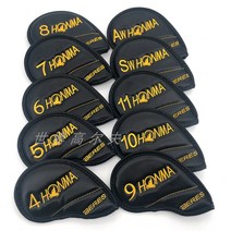 HONMA 아이언커버 골프채 커버 혼마 골프용품 버클헤드커버, HONMA 양면 자수 블랙 골드