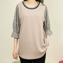 빅걸스토리 플라워 꽃 소매 밴딩 7부 블라우스