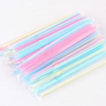 칼러 일회용 주름 빨대 50개 자바라 개별 비닐 포장 여행 수련회 회사 단체, 사이즈, 6x210mm