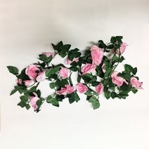 넝쿨 장미 조화 벽면 울타리 덩굴 꽃 플라워 정원 카페 인테리어 벽 장식 가든 행잉 가랜드 소품, 화이트