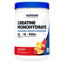 뉴트리코스트 크레아틴 모노하이드레이트 파우더 후룻펀치 500g 1개 1서빙 6.42g 78회분 Creatine Monohydrate Powder [500 GMS], 2개