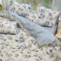 목화솜요 따뜻한 겨울 이불 토퍼 간절기 블루 플로랄 고급 침구 세트 100% 코튼 133x72 원단 피부 친화, 10 KR-160x210cm 3Pcs, 01 001