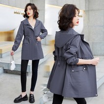 캐주얼후드야상 트렌치코트 여성 하프기장 와이드 루즈핏 캐쥬얼 어텀 무드 작은 키 얇은